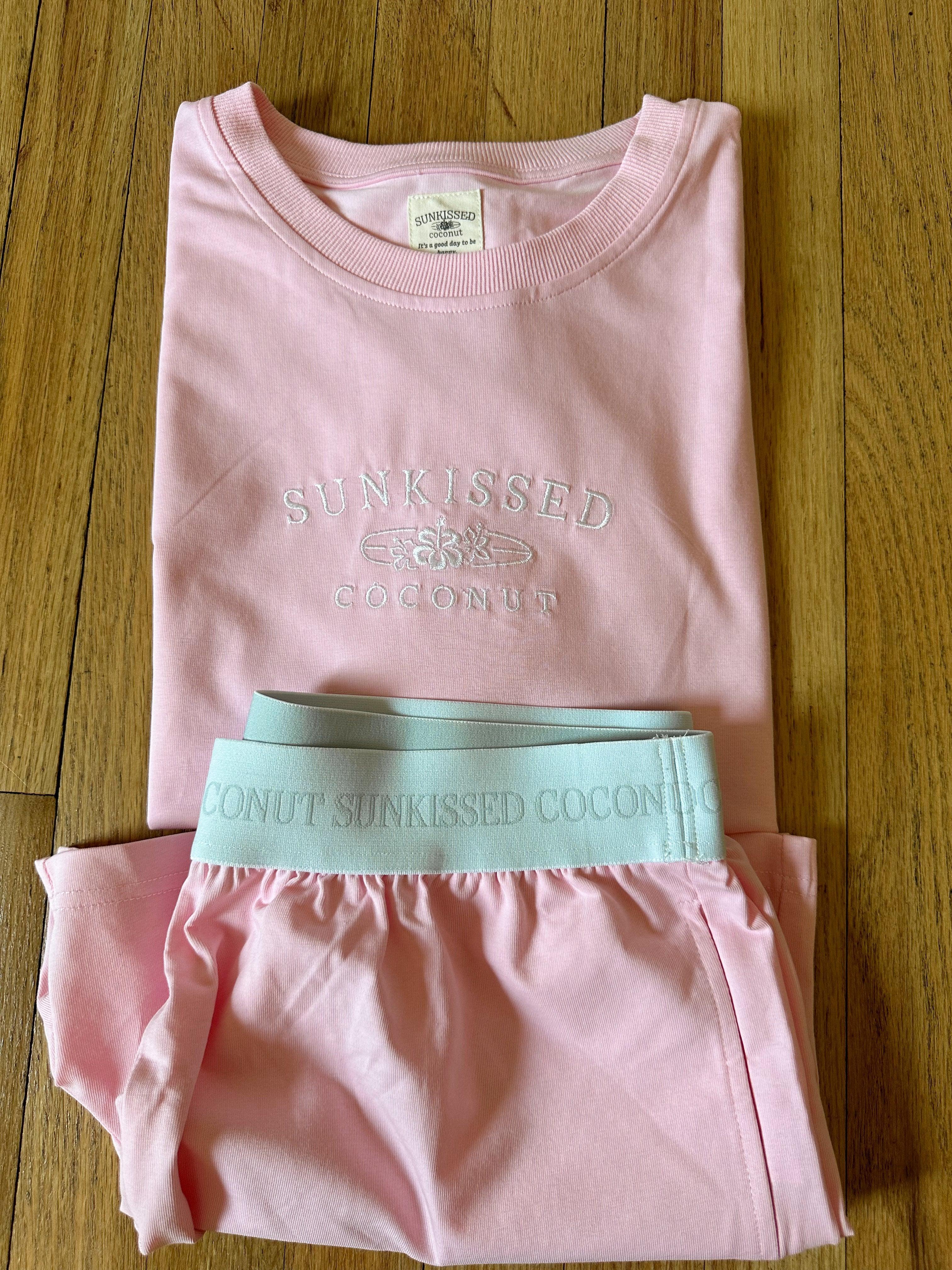 Blair Pink Basic Watercolor Embroider Tee Product Image