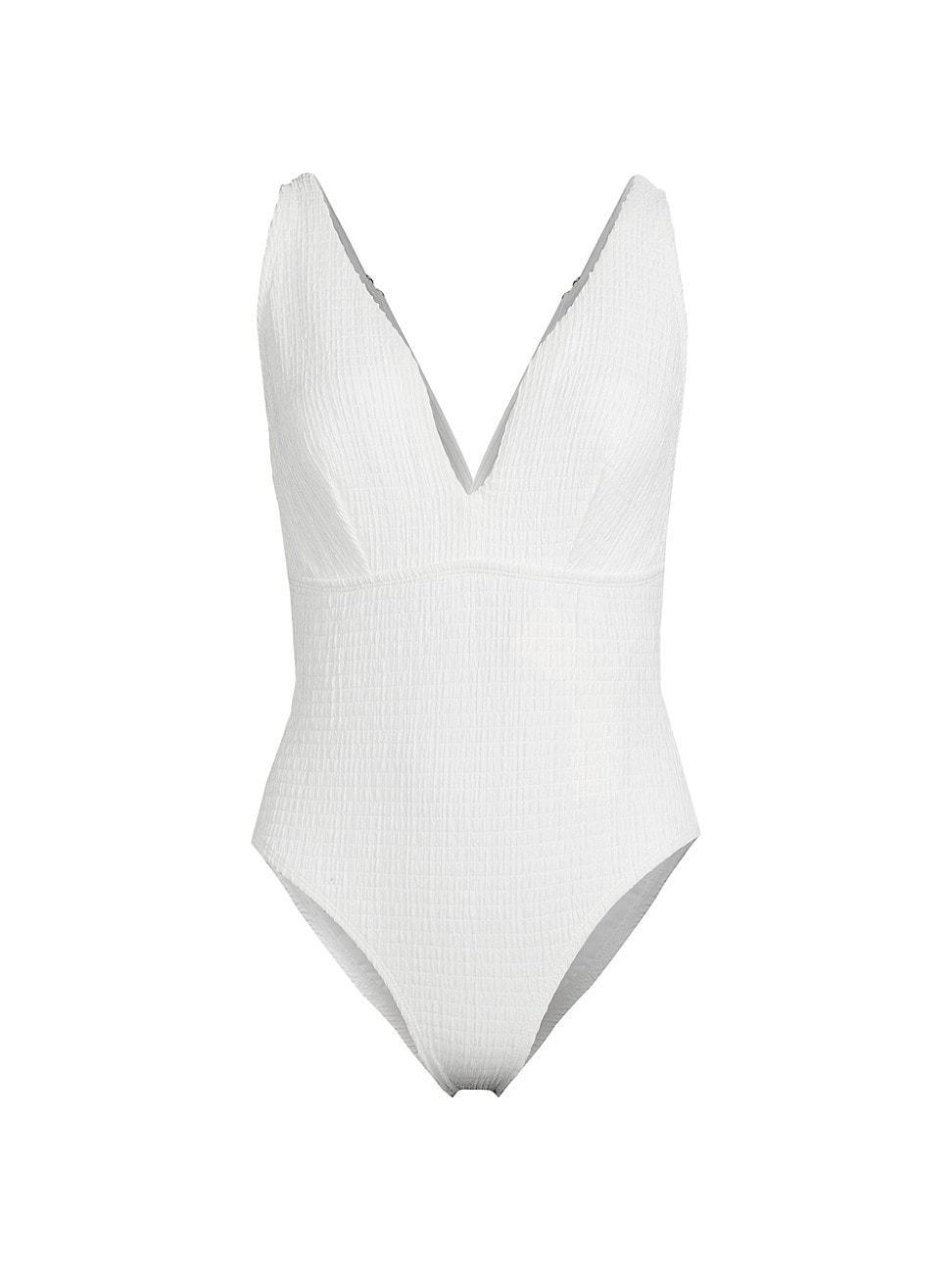 Womens Deep Dive Smocked One-Piece Swimsuit Product Image