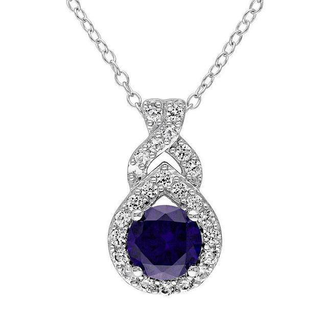 Stella Grace Lab-Created Blue & White Sapphire Sterling Silver Twist Pendant Necklace, Womens Product Image