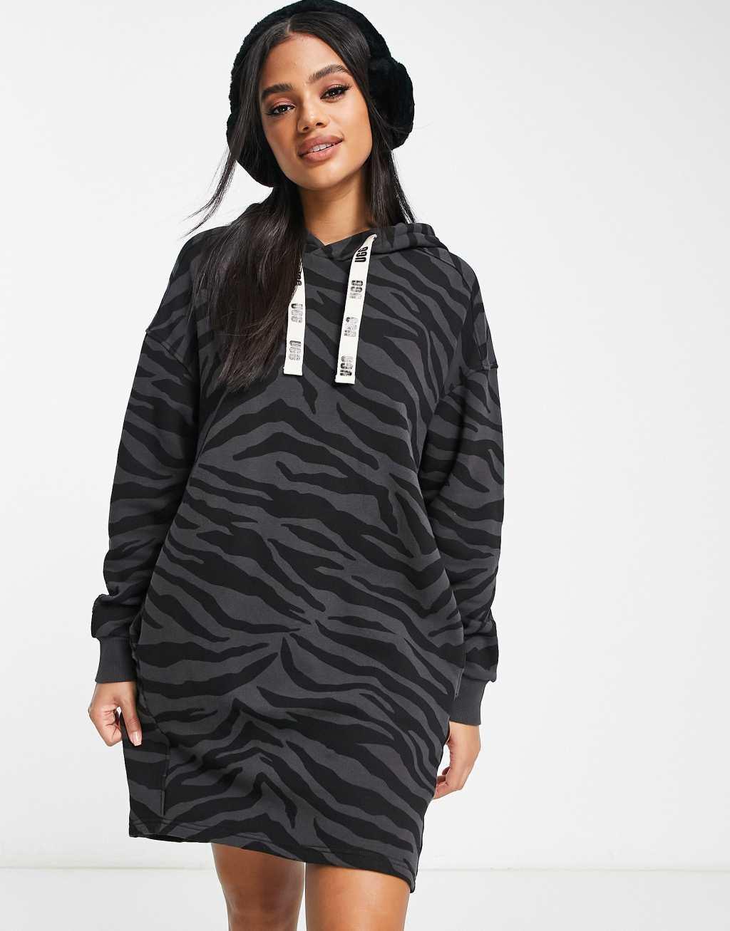 UGG Aderyn hoodie dress in black zebra Product Image