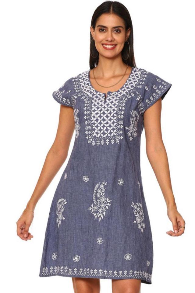 Emerson denim embroidered dress Female Product Image