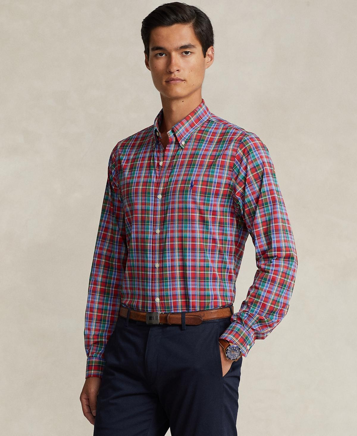 Polo Ralph Lauren Mens Classic-Fit Plaid Stretch Twill Shirt - Royal Product Image