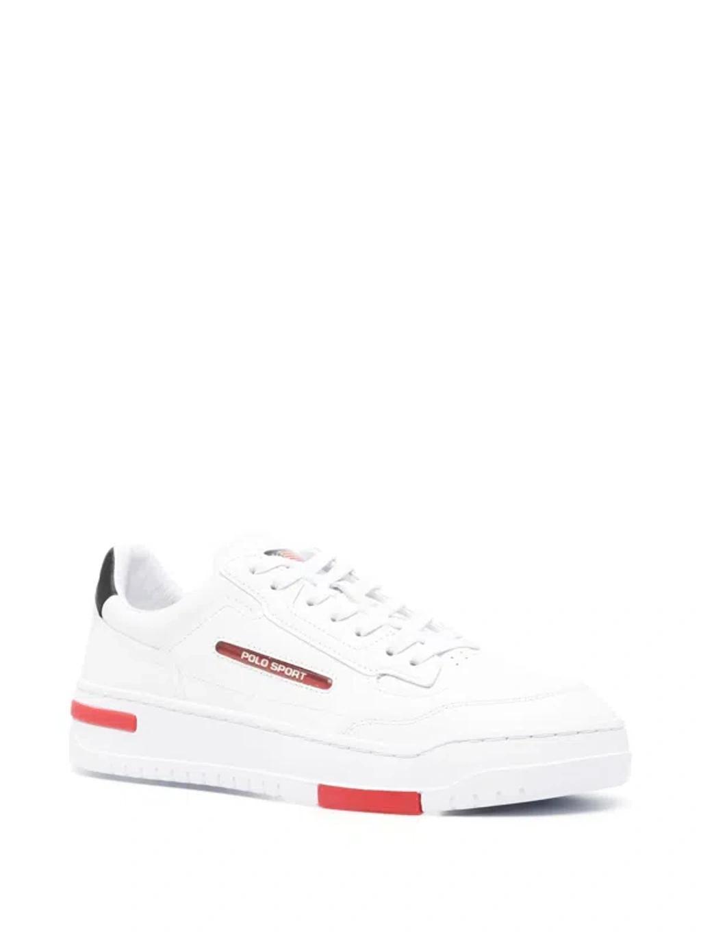 POLO RALPH LAUREN Logo-patch Leather Sneakers In White Product Image