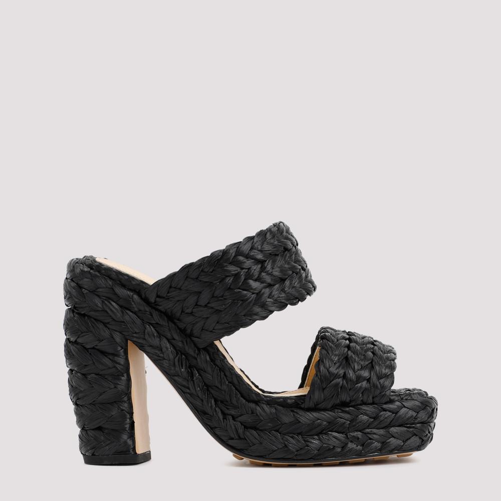 Raffia Sandals In Black Product Image