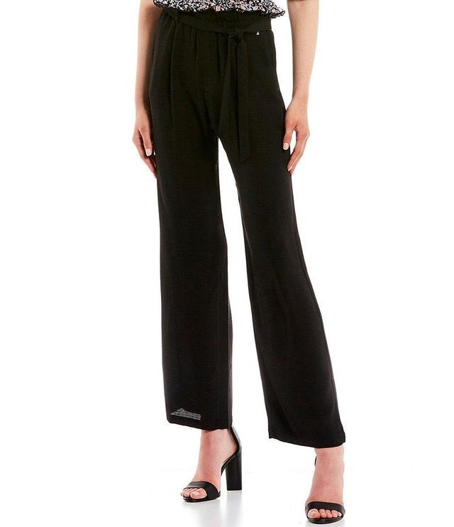 High Rise Tie Waist Wide Leg Palazzo Pants Product Image