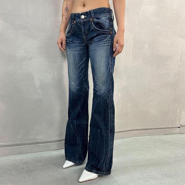 Mid Rise Washed Flared Jeans Product Image