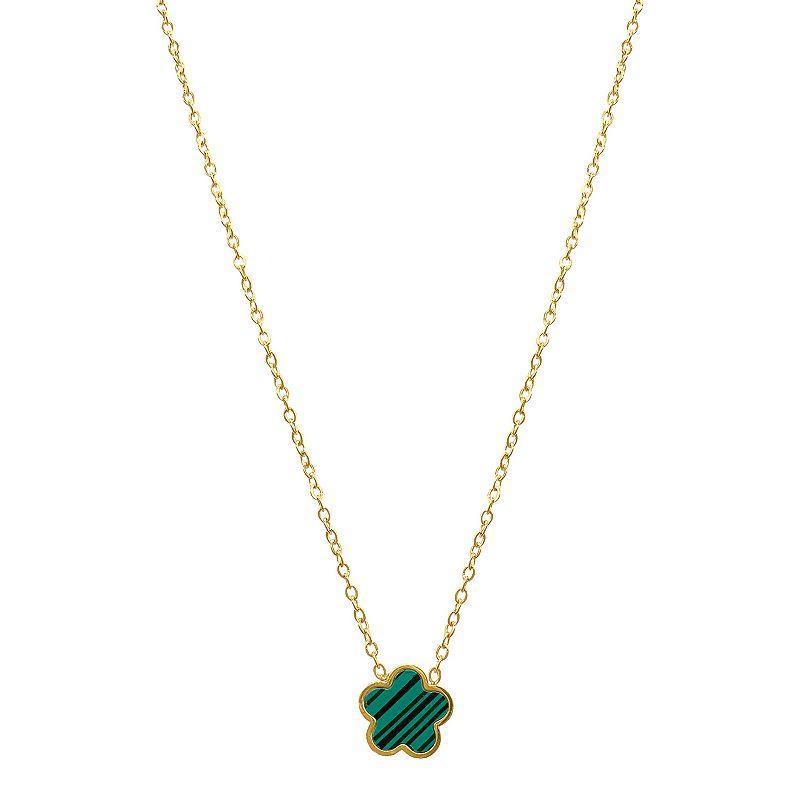 Adornia 14k Gold Plated Green Mother-of-Pearl Clover Pendant Necklace, Womens Gold Tone Product Image