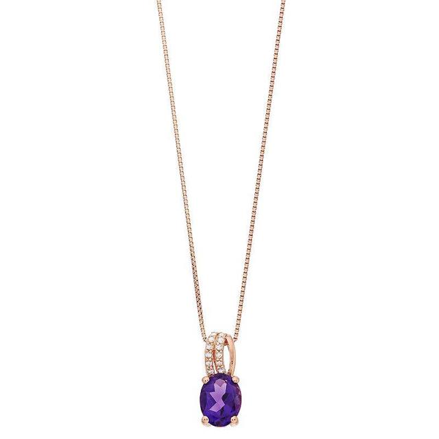 Gemminded 18k Rose Gold Over Silver Amethyst Pendant Necklace, Womens Pink Tone Product Image