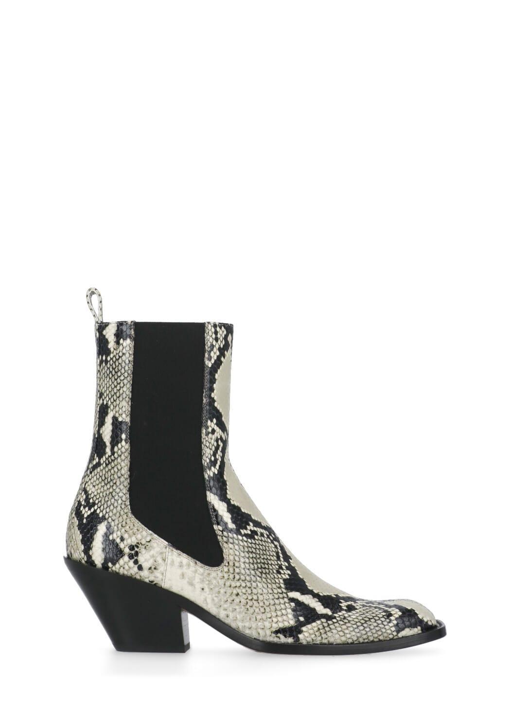 KHAITE Austin Pyhton-effect Leather Ankle Boots In Multi Product Image