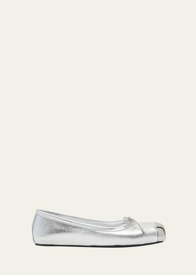 Punk Metallic Cap-Toe Ballerina Flats Product Image