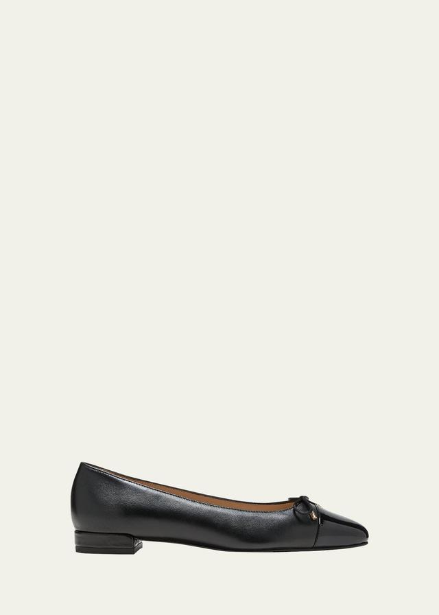 Stuart Weitzman Sleek Cap Toe Bow Flat Product Image