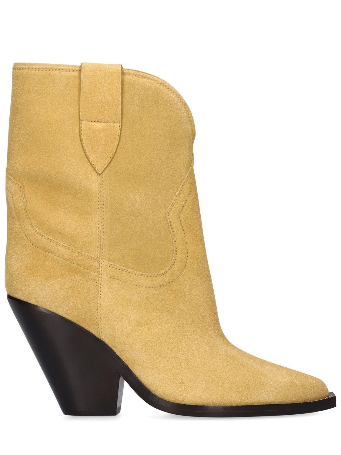 90mm Suede Boots In Light Yellow Product Image