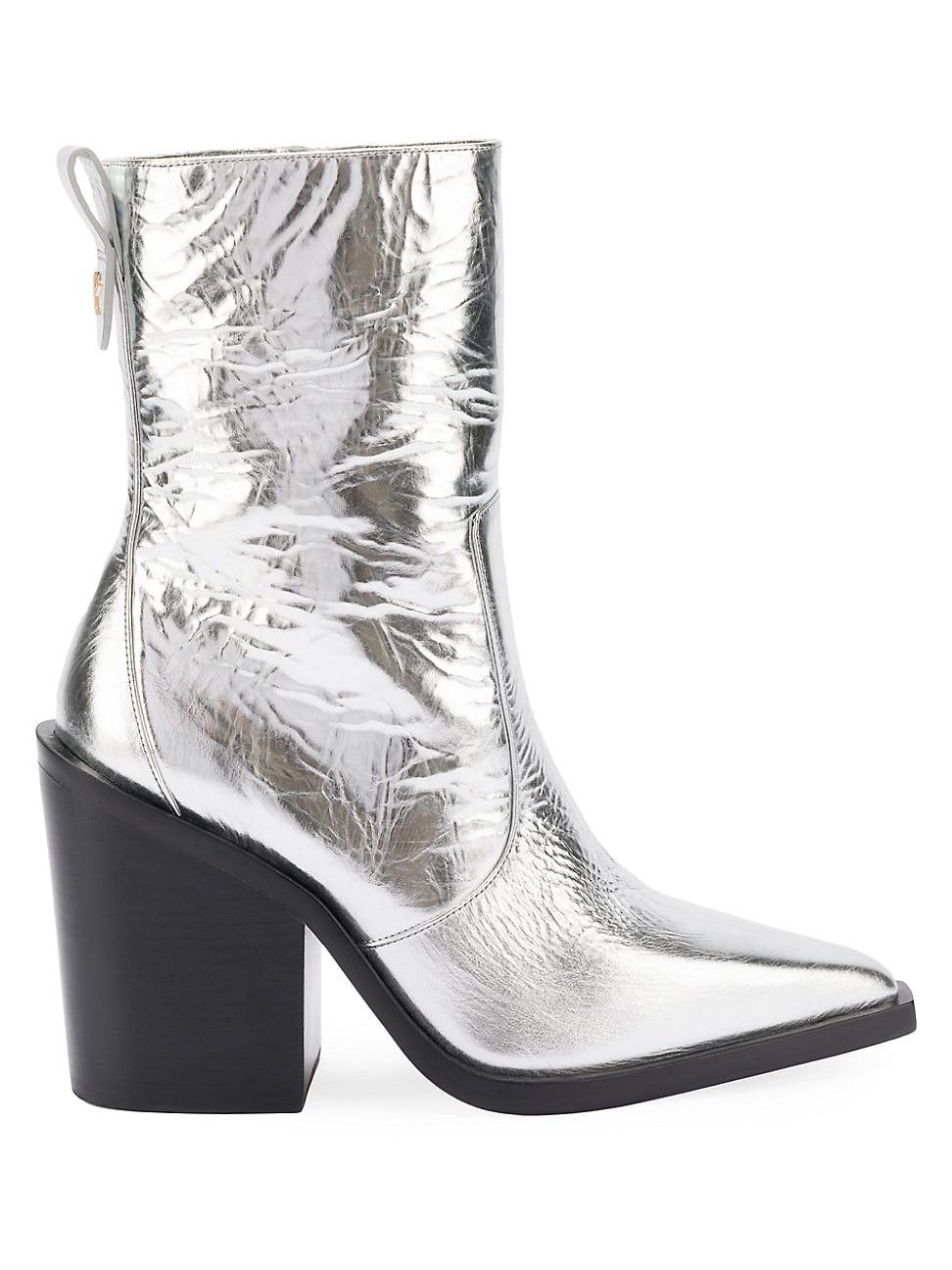 Womens James 95MM Crinkled Metallic Leather Boots Product Image