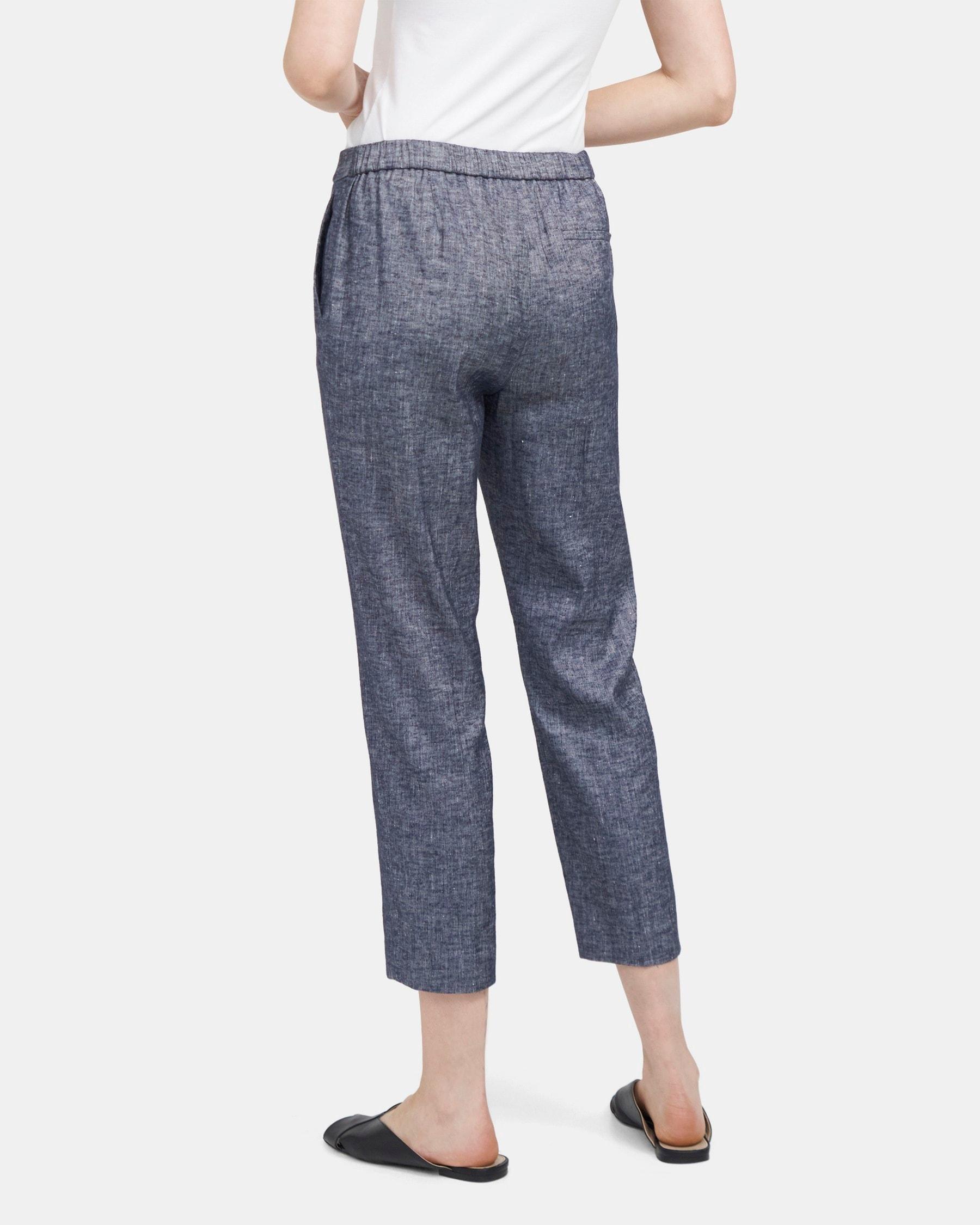 Slim Cropped Pull-On Pant in Linen Product Image