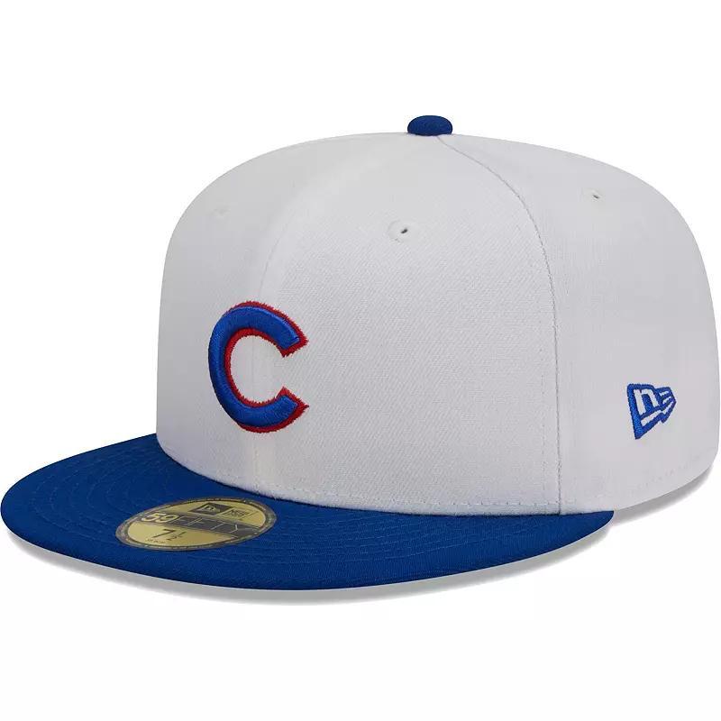 Mens New Era White/Royal Chicago Cubs Optic 59FIFTY Fitted Hat Product Image