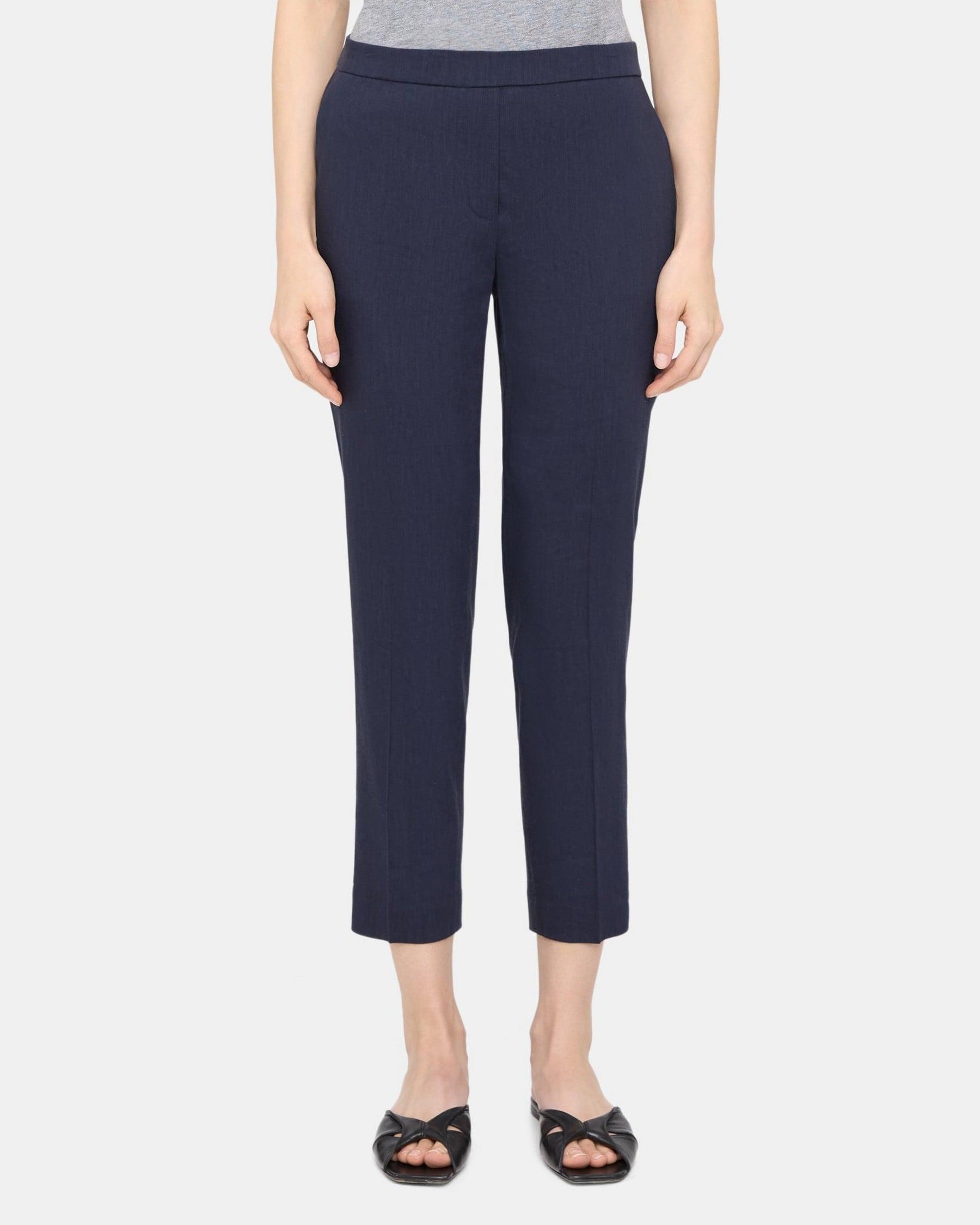 Slim Cropped Pull-On Pant in Linen-Blend Product Image