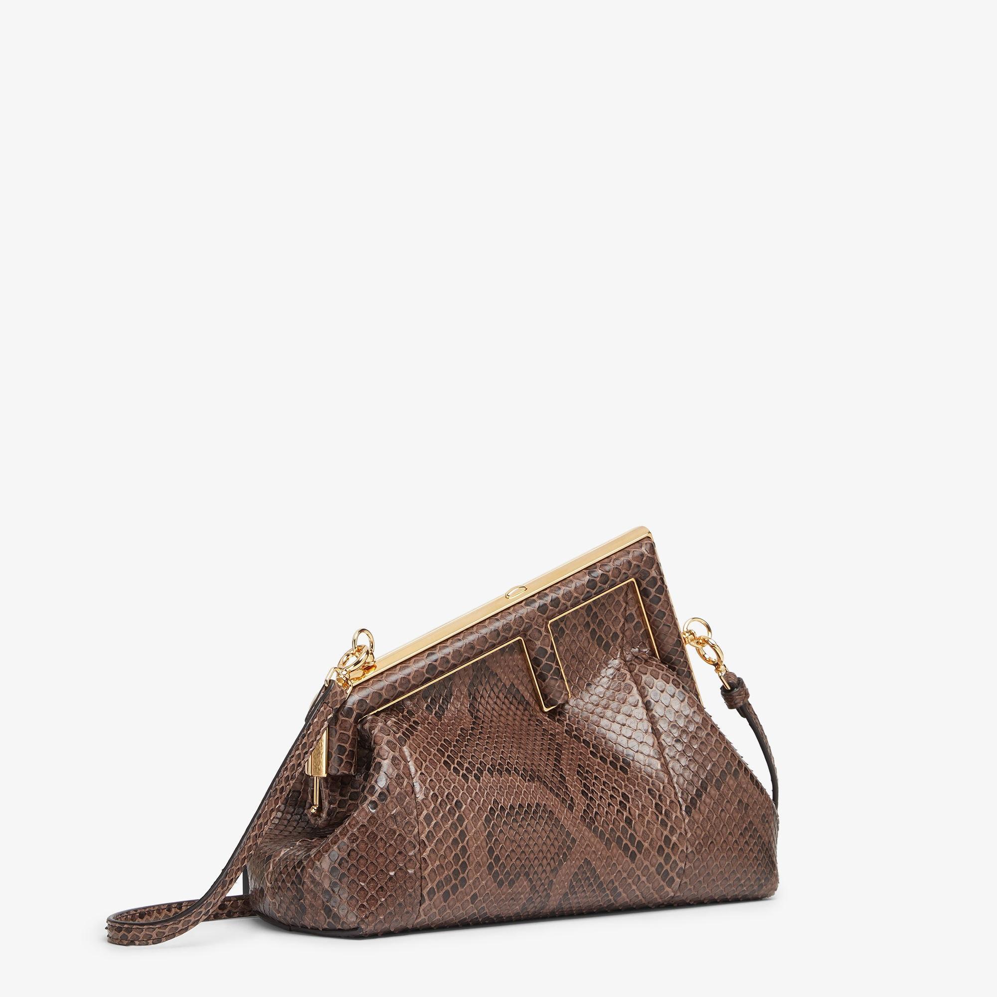 Fendi First SmallDark brown python leather bag Product Image