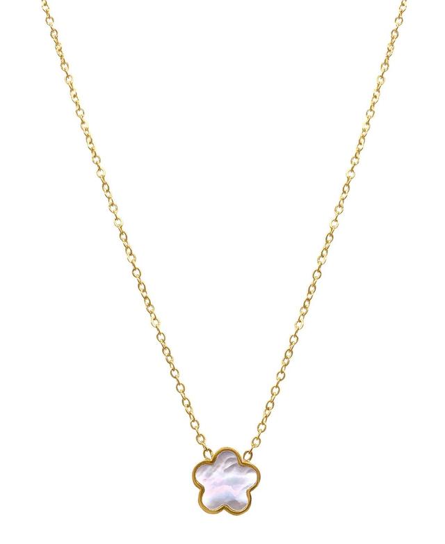 Adornia 14k Gold Plated White Mother-of-Pearl Clover Pendant Necklace, Womens Product Image