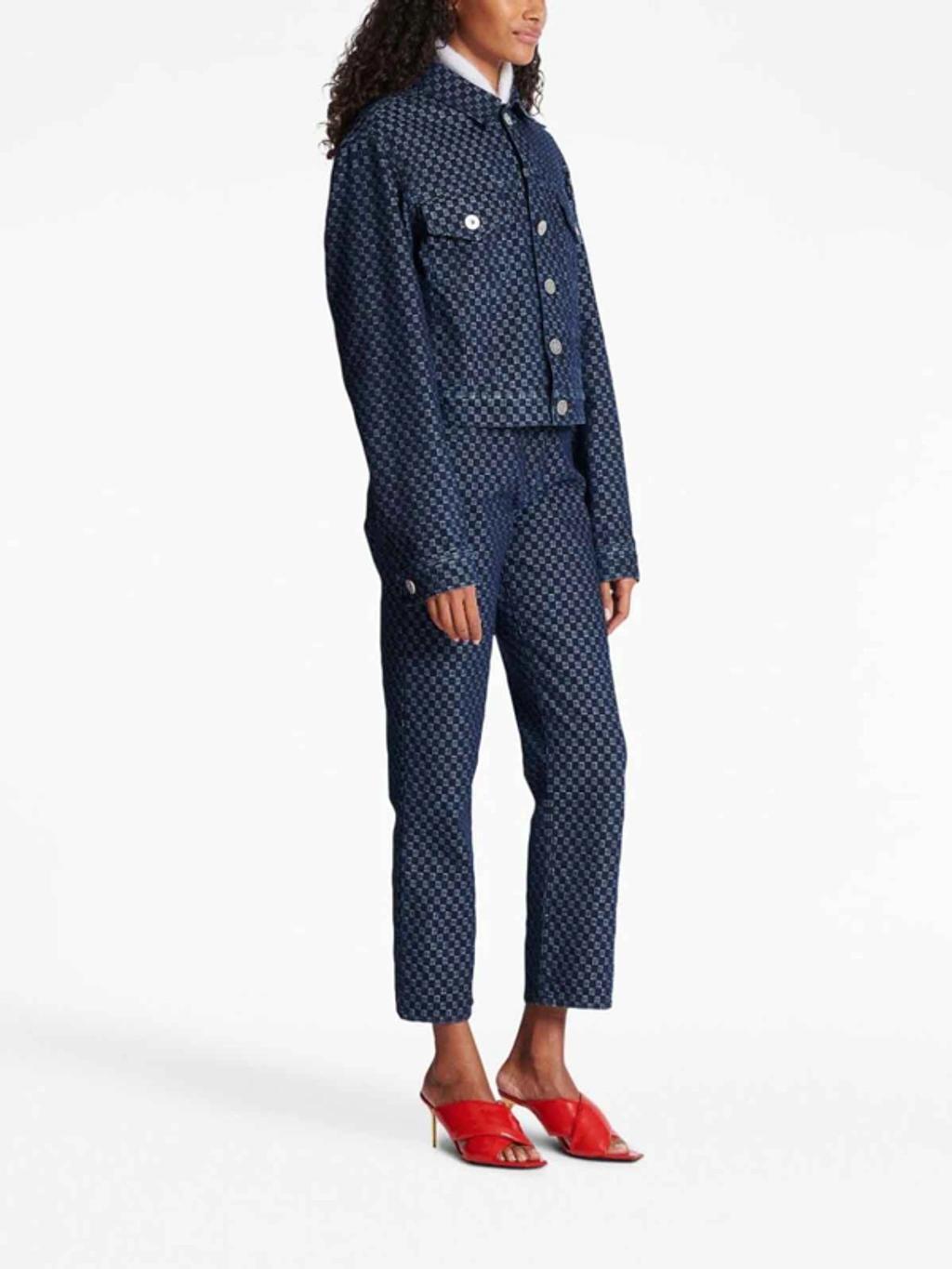 Monogram Check Jacquard Denim Jacket In Blue Product Image