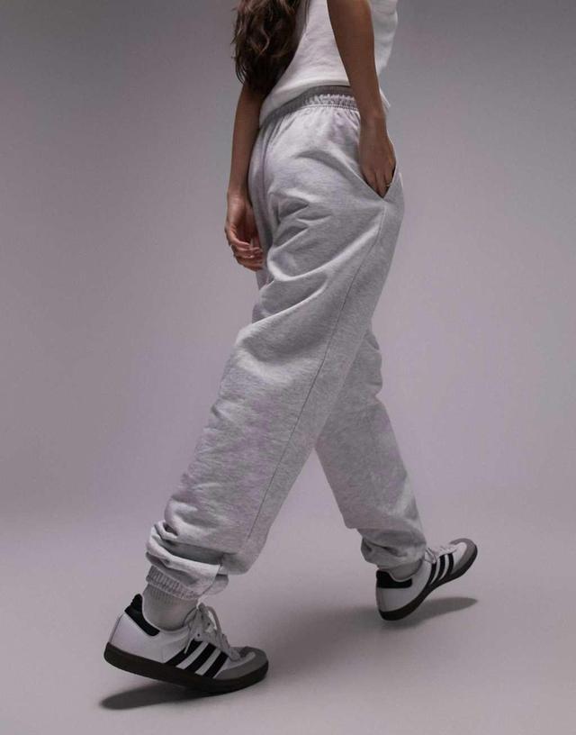 Topshop oversized cuffed sweatpants in gray heather Product Image