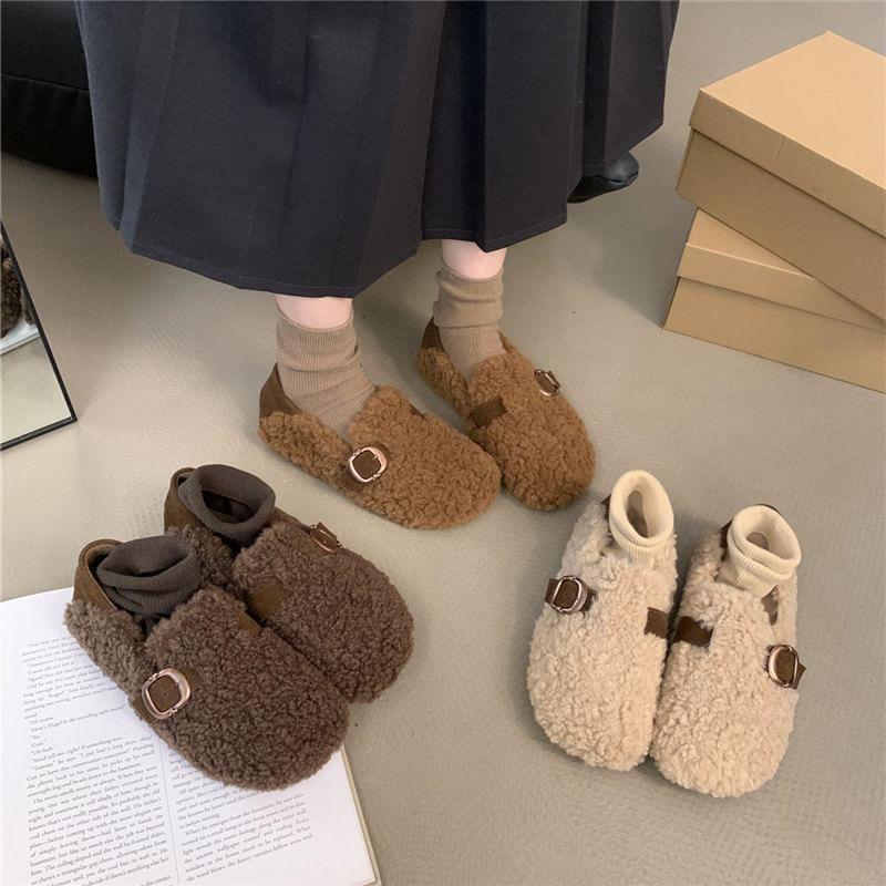 Buckled Fleece Loafers Product Image