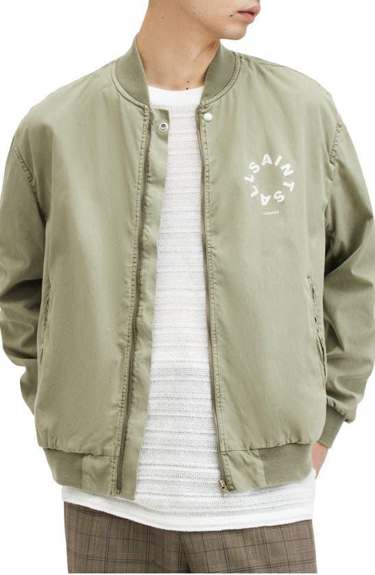 Tierra Faded Overized Bomber Jacket In Herb Green Product Image