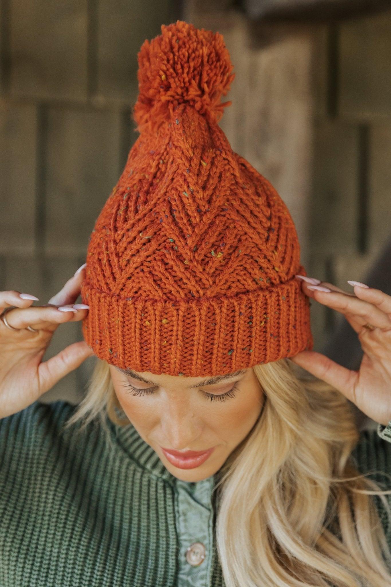 Orange Confetti Pom Pom Beanie - DOORBUSTER Product Image