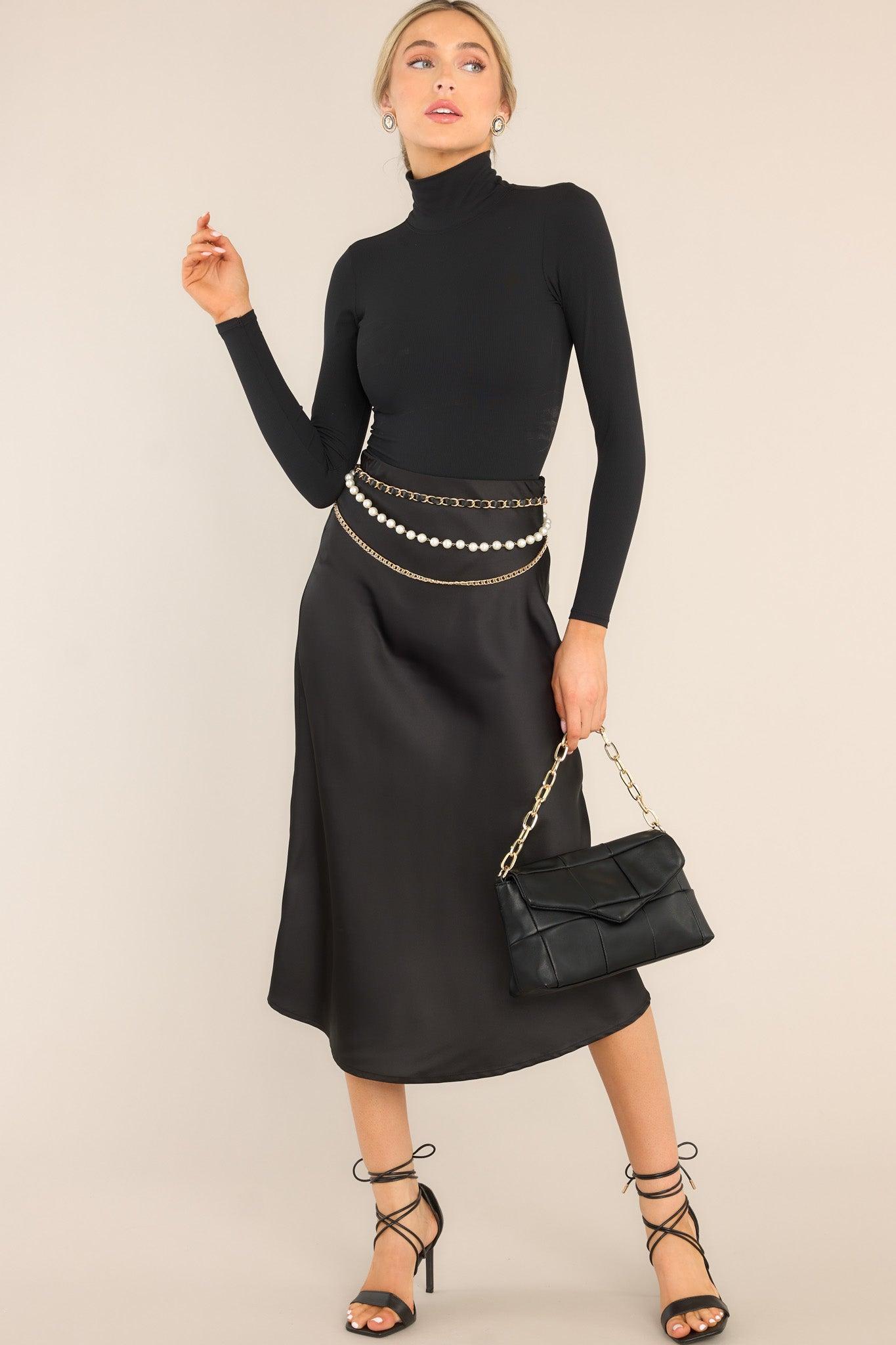 Strings Attached Black Midi Skirt Product Image