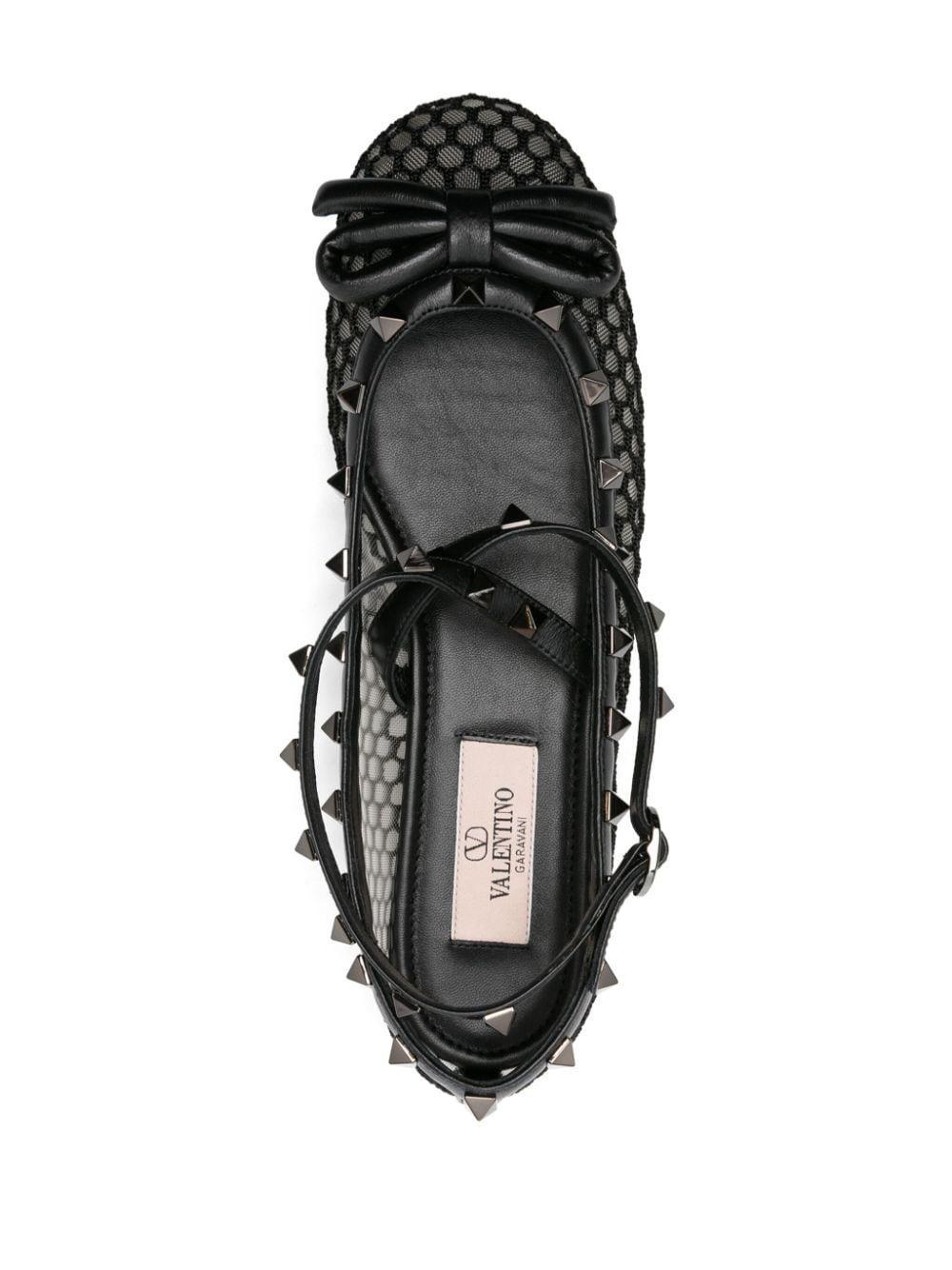 Black Rockstud Ballerina Flats Product Image