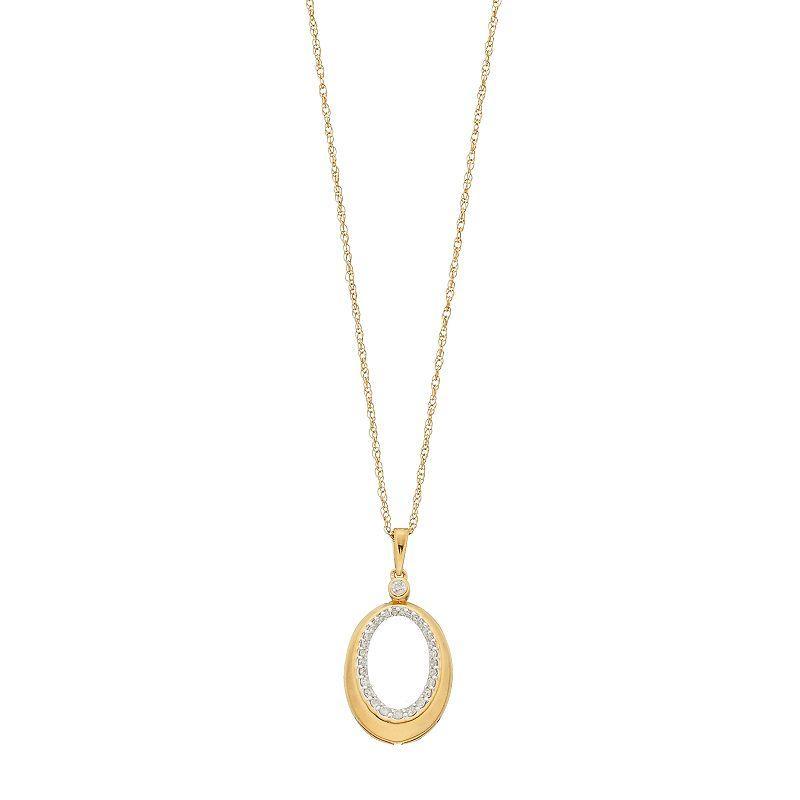 14k Gold Over Silver 1/5 Carat T.W. Diamond Oval Pendant, Womens Gold Tone Product Image