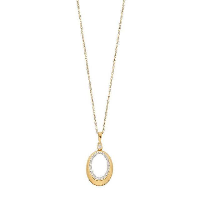 14k Gold Over Silver 1/5 Carat T.W. Diamond Oval Pendant, Womens Gold Tone Product Image