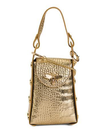 Leather Bee Croc Chain Crossbody Handbag for Women Product Image