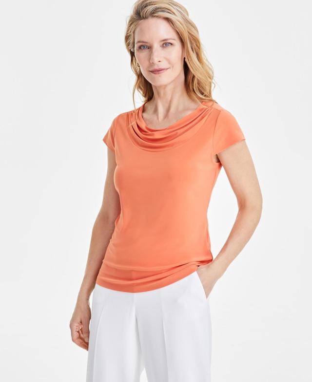 Petite Cowlneck Cap-Sleeve Top Product Image