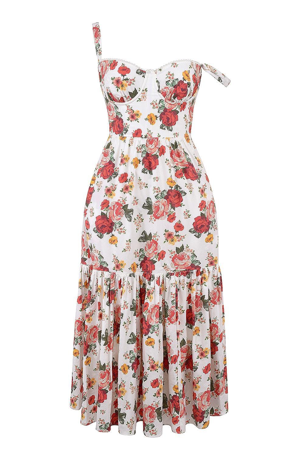 Elia Italian Rose Print Cotton Midi Sundress Product Image