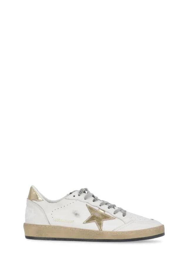 Ball Star Distressed Leather Sneakers In White Product Image