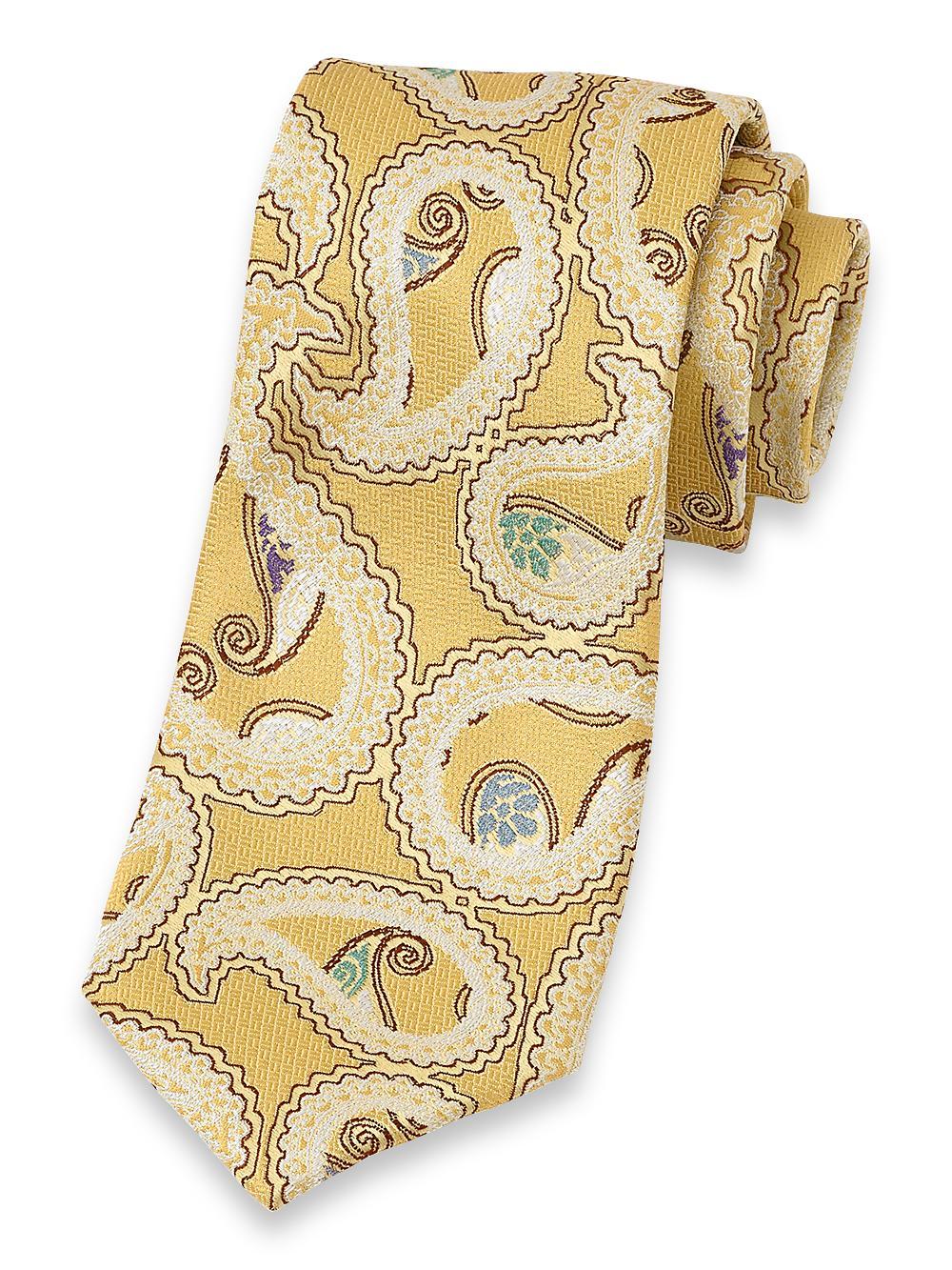 Paisley Woven Silk Tie - Yellow Product Image