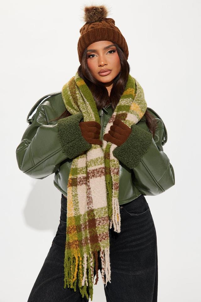 Deep Forest Glove And Scarf Set - Green/combo Product Image