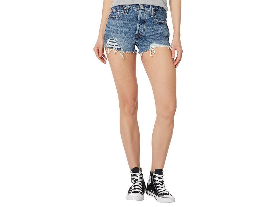 Levis 501 Original Fit High-Rise Womens Jean Shorts - Darn It Now 32 Product Image