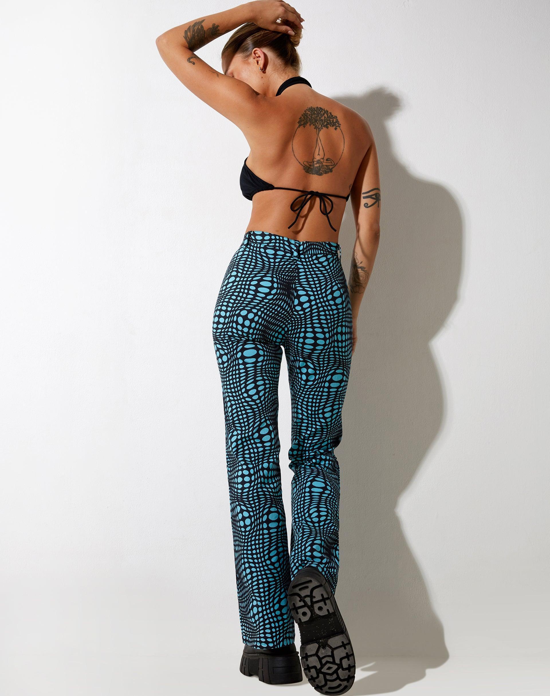 Zoven Flare Trouser in Optic Polka Blue Product Image