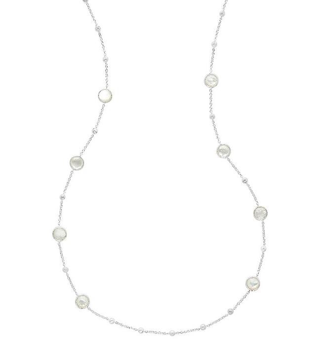 Womens Lollipop Sterling Silver, Quartz & Mother-of-Pearl Station Necklace Product Image