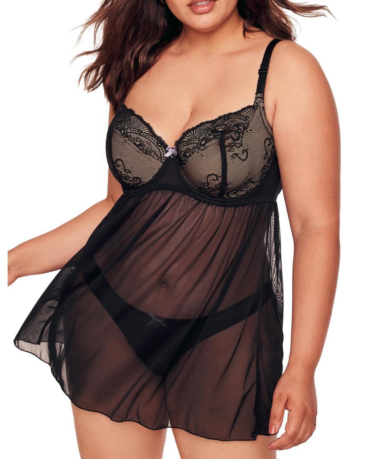 Adore Me Womens Ella Babydoll Lingerie - Black Product Image