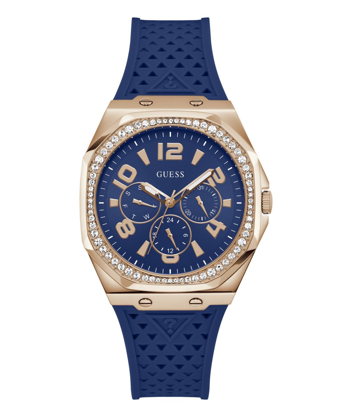 Guess Womens Multi-Function Blue Silicone Watch, 40mm Product Image