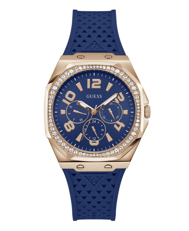 Guess Womens Multi-Function Blue Silicone Watch, 40mm Product Image