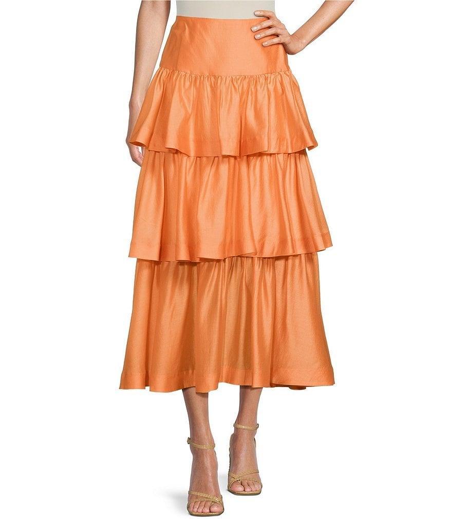 Antonio Melani Elvira High Rise Tiered Coordinating A-Line Midi Skirt Product Image