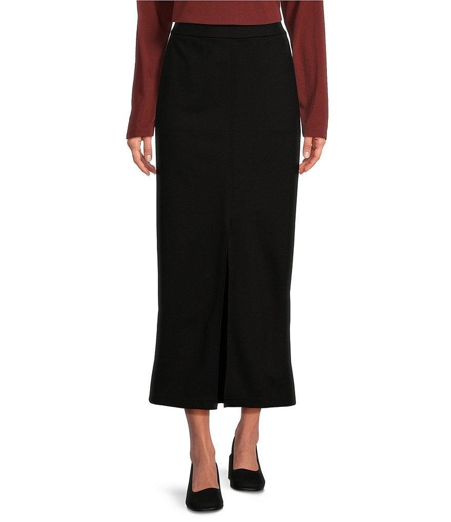 Eileen Fisher Washable Flex Ponte Double Knit Front Slit Pocketed Pull-On Maxi Skirt Product Image