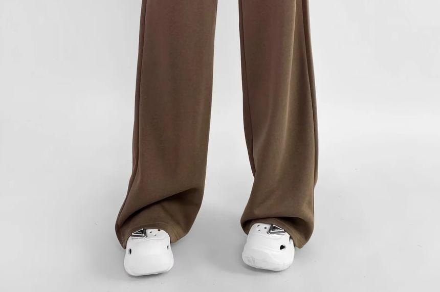 High Rise Plain Wide Leg Pants Product Image