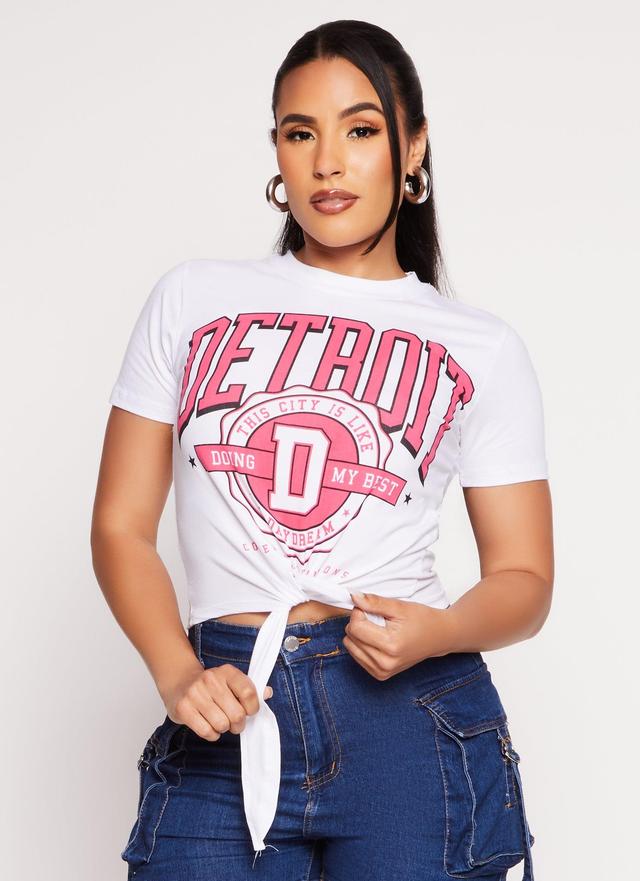 Womens Detroit Tie Front Graphic T Shirt Product Image