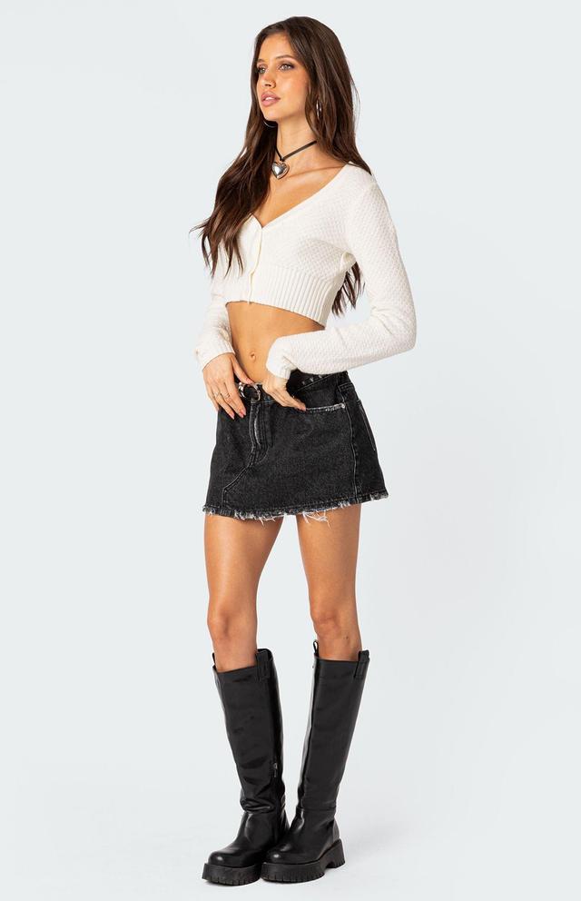 Edikted Womens Scarlett Washed Denim Mini Skirt - Blackarge Product Image