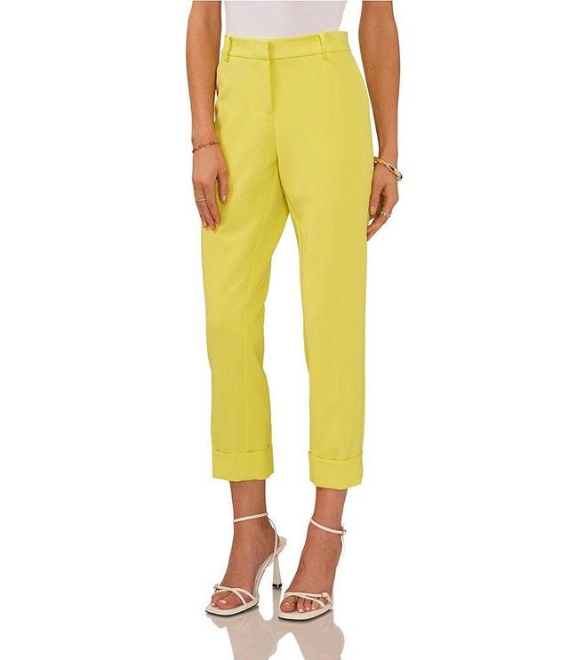 Vince Camuto Straight Leg Front Pleat Cuffed Hem Soho Stretch Twill Tailored Pants Product Image