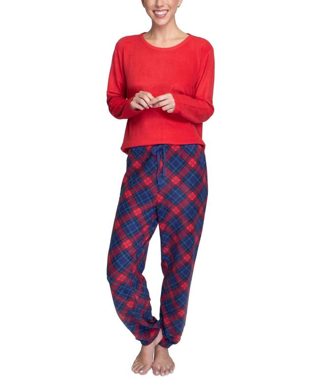 Hanes Womens Plus Size 2-Pc. Stretch Fleece Pajamas Set - Blu Product Image